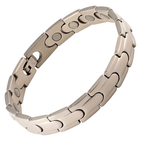Magnetic Therapy Bracelet Stainless Steel Silver Executive