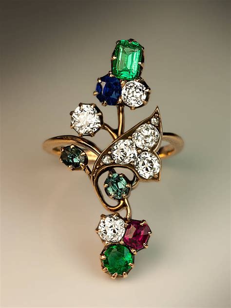 Art Nouveau Antique Gemstone Gold Ring At 1stdibs