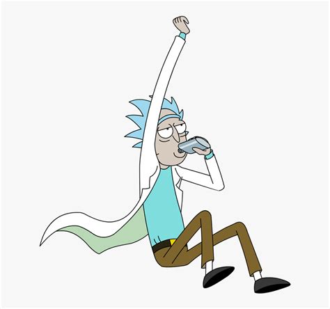 Rick Jumping And Drinking Alcohol Rick And Morty Png Transparent Png