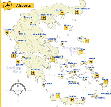 Airports Map Maps Athens Greece
