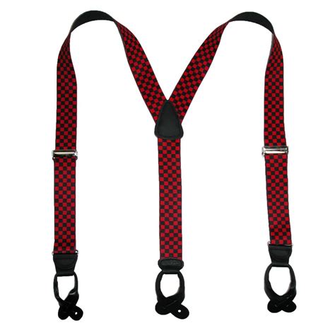 Ctm Mens Elastic Button End 1 12 Inch Checkered Suspenders