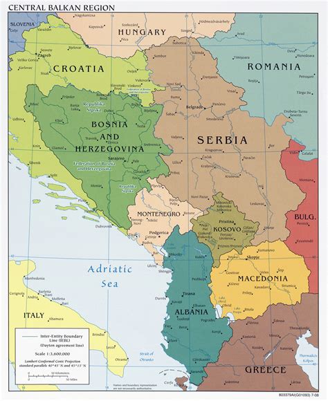 Large Detailed Political Map Of Central Balkan Region With Major Cities