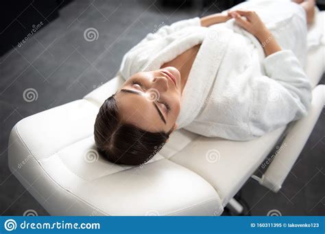 Beautiful Young Woman Relaxing At Spa Salon Stock Image Image Of