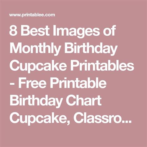 8 Best Images Of Monthly Birthday Cupcake Printables Free Printable