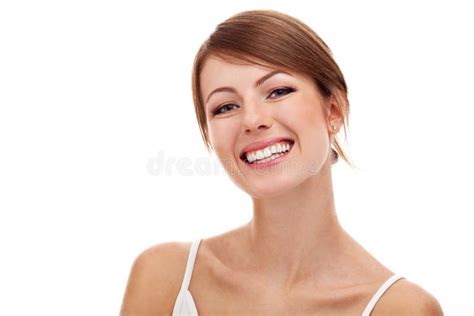 Beautiful Woman Isolated On White Smiling Stock Photo Image Of Adult