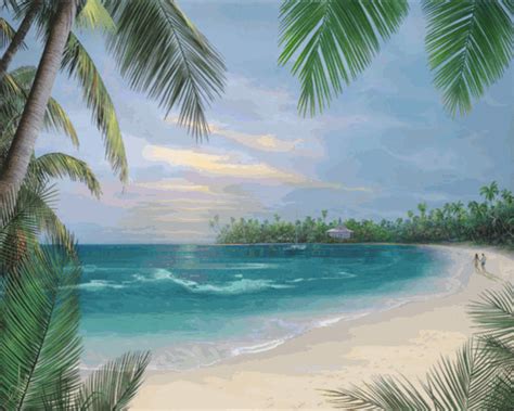Tropical Island Scene Di Spiaggia Arte Della Spiaggia Paesaggi