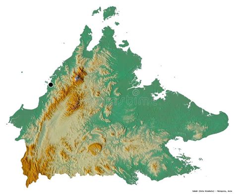 Sabah State Of Malaysia On White Relief Stock Illustration