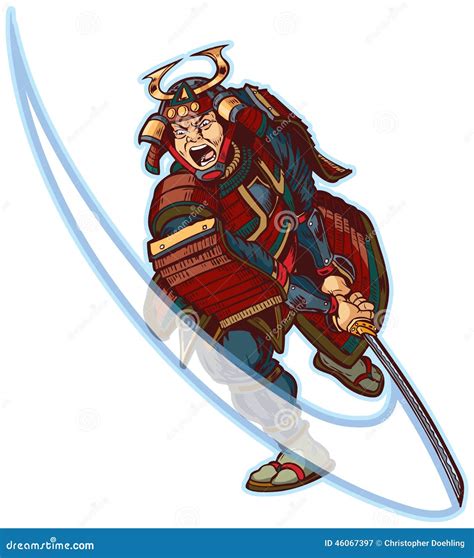 Samurai Slashing Vector Clip Art Illustration 46067397