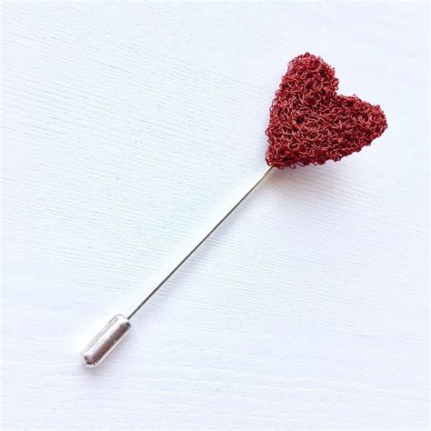 Heart Lapel Pin Hat Pin Knitted Wire Brooch Valentines Etsy
