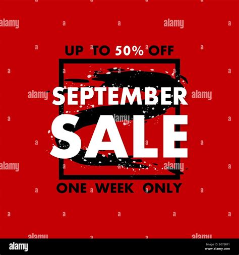 September Sale Banner On Red Background For Promotion Design Sale