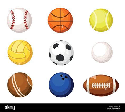 Collection Illustration Sports Balls Vector Cartoon Ball Set For
