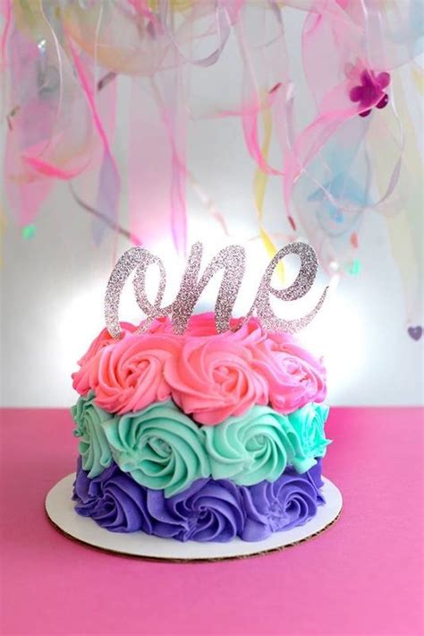 Purple Teal And Pink Smash Cake Birthday Cake Smash 1st Birthday