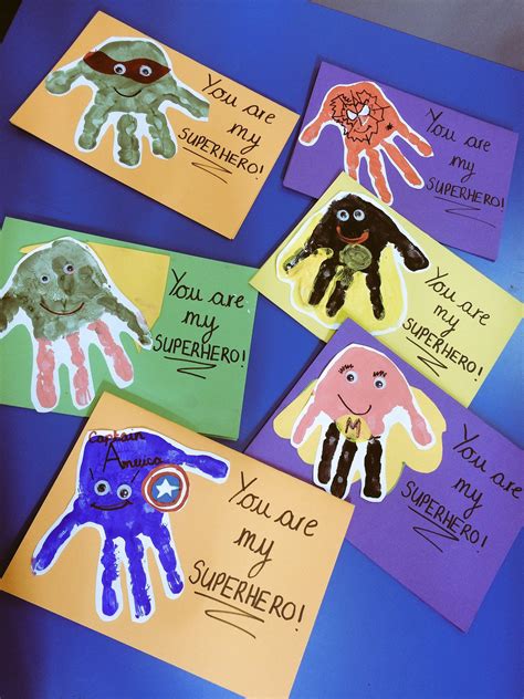 Fresh bouquets will come and go, but this handmade beauty will sit on display for years to come. Our Fathers Day cards- you are my superhero #EYFS # ...