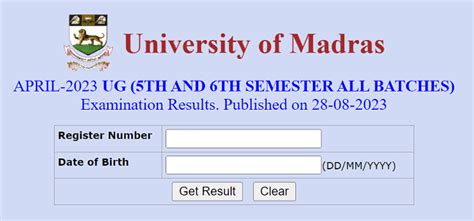 Madras University Th Th Sem Results Link Out Unom Results