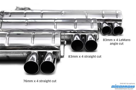 A higher performance level provides both an increase in horsepower and a louder. Eisenmann Sport Exhaust with 76mm Tips - E46 M3