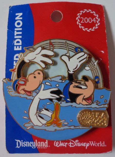Disney Pin Dlr Usa Olympic Logo Swimming Minnie Daisy And Clarabelle Cow