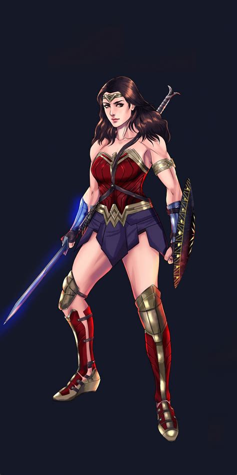 Download Wallpaper 1080x2160 Wonder Woman Minimal Warrior Art Honor