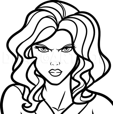 How To Draw Black Widow Scarlett Johansson Step By Step Drawing