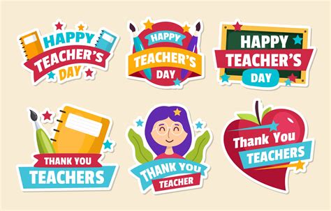 Happy Teachers Day Sticker Set 3291318 Vector Art At Vecteezy