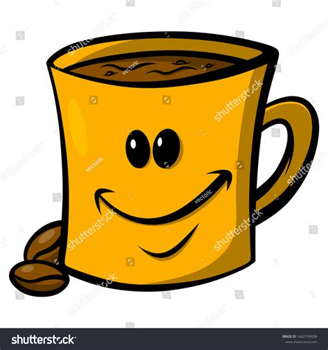 Vector Illustration Cartoon Smiling Coffee Cup Stock Vector Royalty