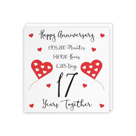 17th Wedding Anniversary Card 17 Years Together Happy Etsy Uk