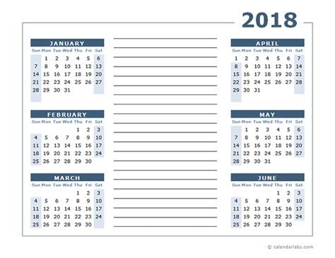 Blank Two Page Calendar Template For 2018 Free Printable Templates