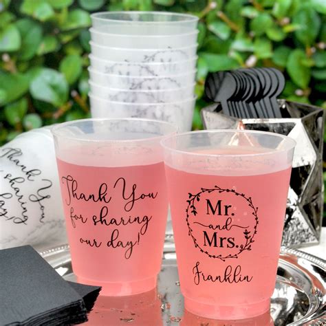 16 Oz Custom Printed Reusable Plastic Stadium Cups For Wedding Favors Wedding Cups