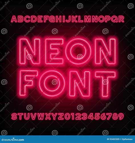 Neon Tube Art Deco Alphabet Font Neon Color Letters And Numbers