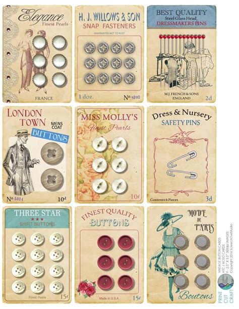 Button Cards Sewing Supplies Vintage Buttons Paper Etsy Paper Craft