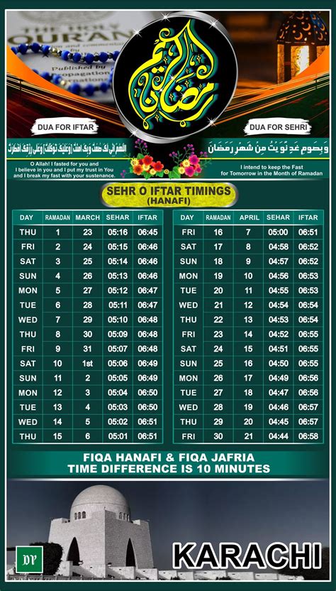 Karachi Sehri And Iftar Time Calendar Ramadan 2023 Ramazan 2023