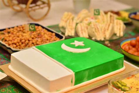 A Cake With Pakistan Flag On A Lunch On The Event Of National Day Or