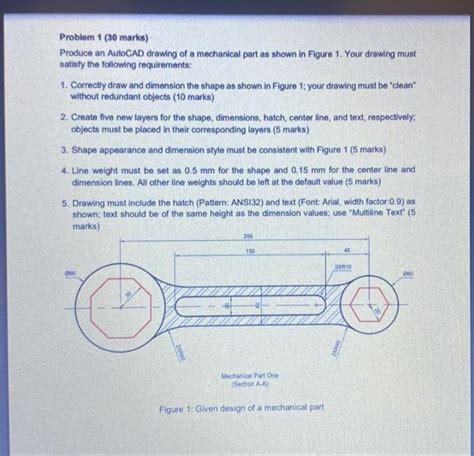 Solved Problem 1 30 Marks Produce An Autocad Drawing Of A