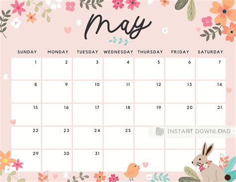 May 2022 Calendar Printable Calendar Planner Cute Spring & | Etsy