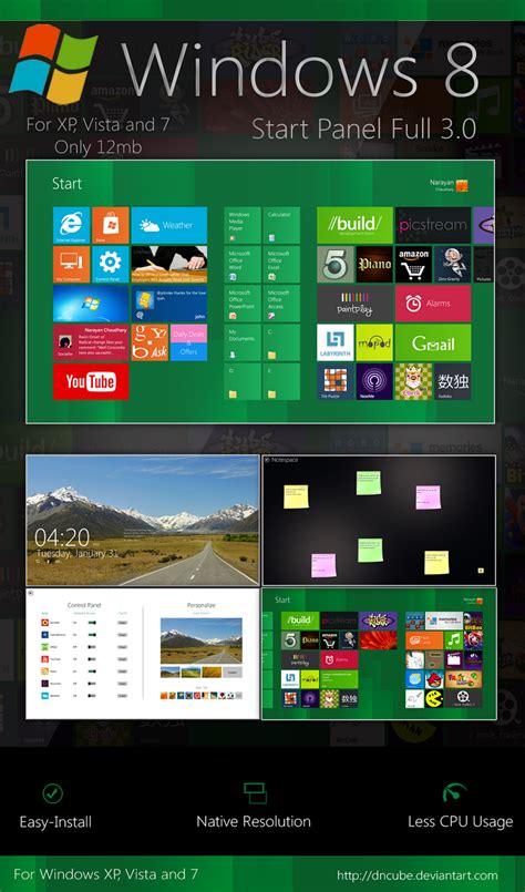 Windows 8 Start Screen For Windows Xpwindows Vista And Windows 7