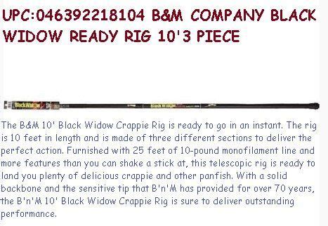 That's not a undemanding prevalence, yet does ensue. B&m company black widow ready rig 10'3 piece | Crappie ...