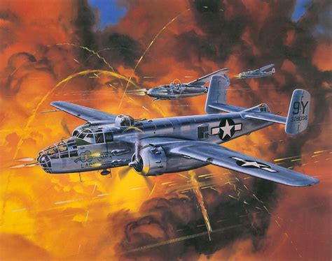 B 25 Mitchell By Roy Cross Aircraft Art Aviation Art Wwii Plane Art