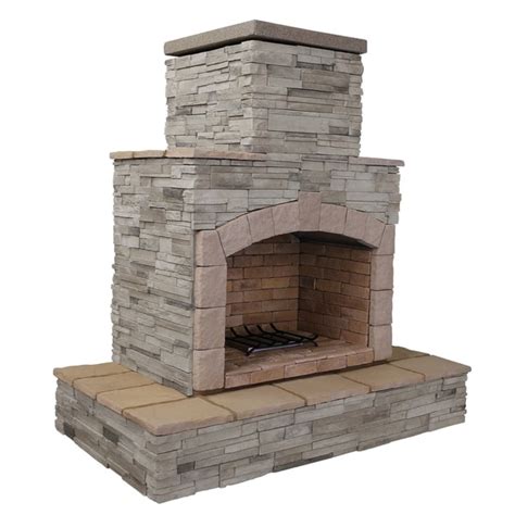 78 Inch Gray Cultured Stone Propane Gas Outdoor Fireplace Free