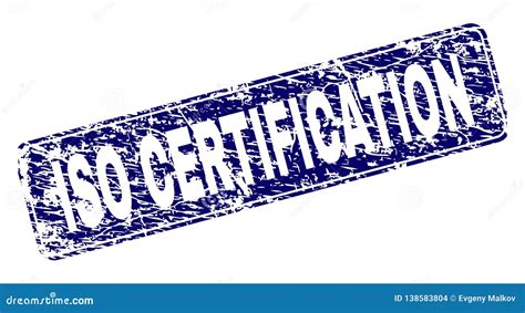Scratched Iso Certification Framed Rounded Rectangle Stamp Stock Vector