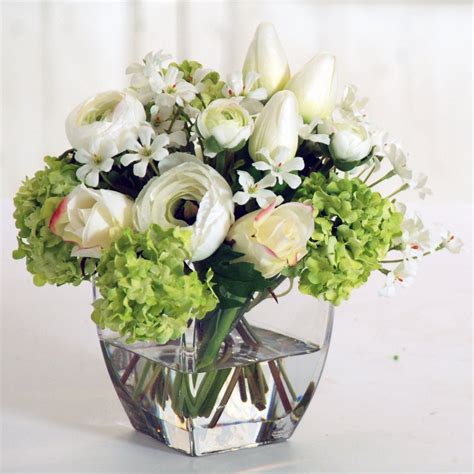 jane seymour botanicals 8 in white and chartreuse bouquet with square
