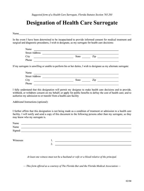 Designation Health Care Surrogate Pdf Form Fill Out And