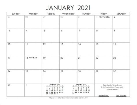 Download The 2021 Ink Saver Calendar From Vertex42 In Calendar