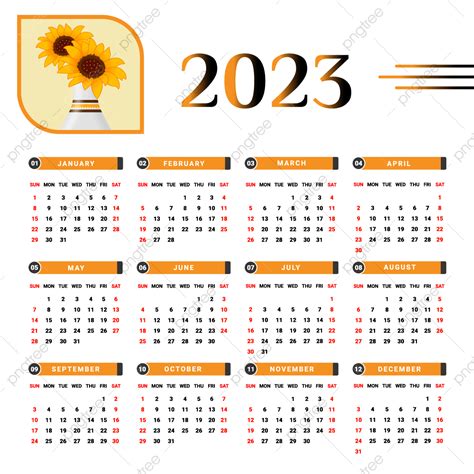 Design De Calendário 2023 Com Preto E Amarelo Png Calendário 2023