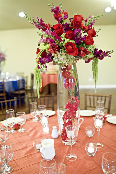 Tall Purple And Red Rose Centerpiece Elizabeth Anne