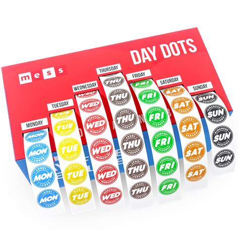 Buy Mess Days Of The Week Stickers Day Dots Food Labels 34 7000