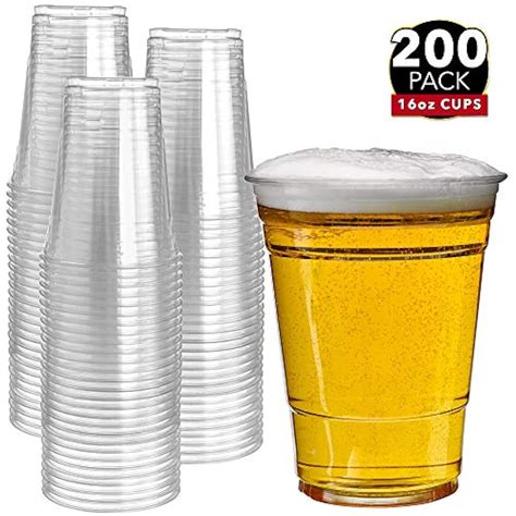 200 Clear Plastic Cups 16 Oz Disposable Pet Water Beer Party Crystal