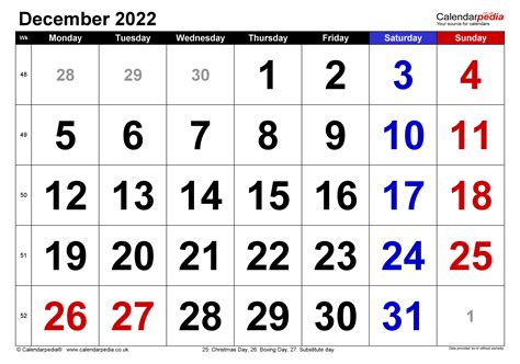Calendar December 2022 Uk With Excel Word And Pdf Templates