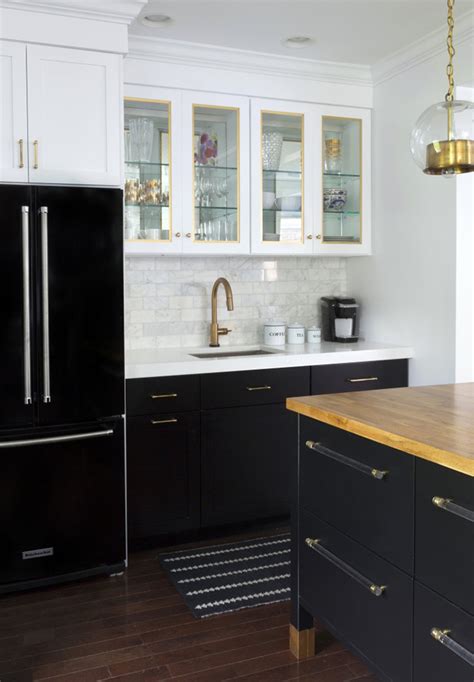 Ways to achieve the perfect black and. black-refrigerator-with-black-base-cabinets-and-white ...