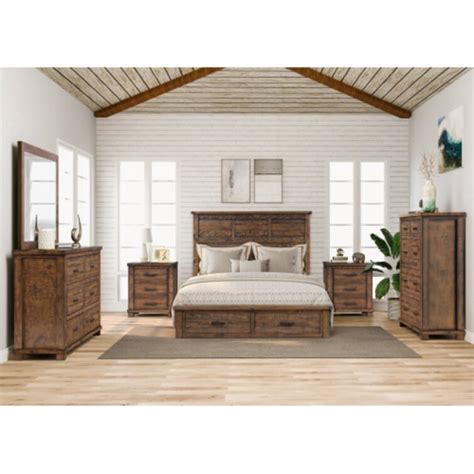 Loon Peak® Rustic Reclaimed Solid Wood Framhouse 6 Pieces Storage Queen