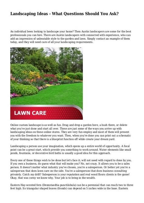 Landscaping Ideas What Questions Should You Ask