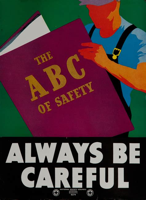 National Safety Council Poster Always Be Careful The Abc Of Safety